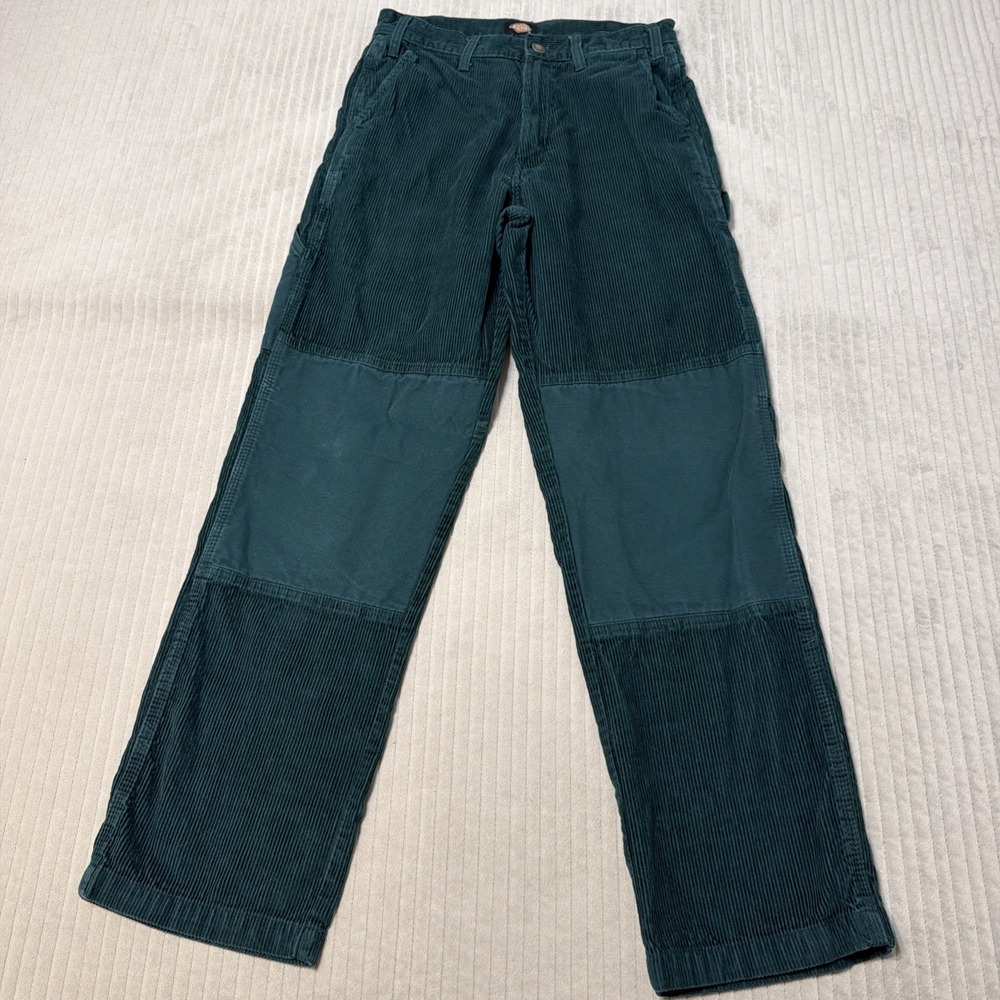 Dickies Pants Mens 30x32 (29x31) Green Corduroy Double Knee Carpenter Workwear